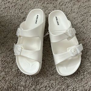 white sandals